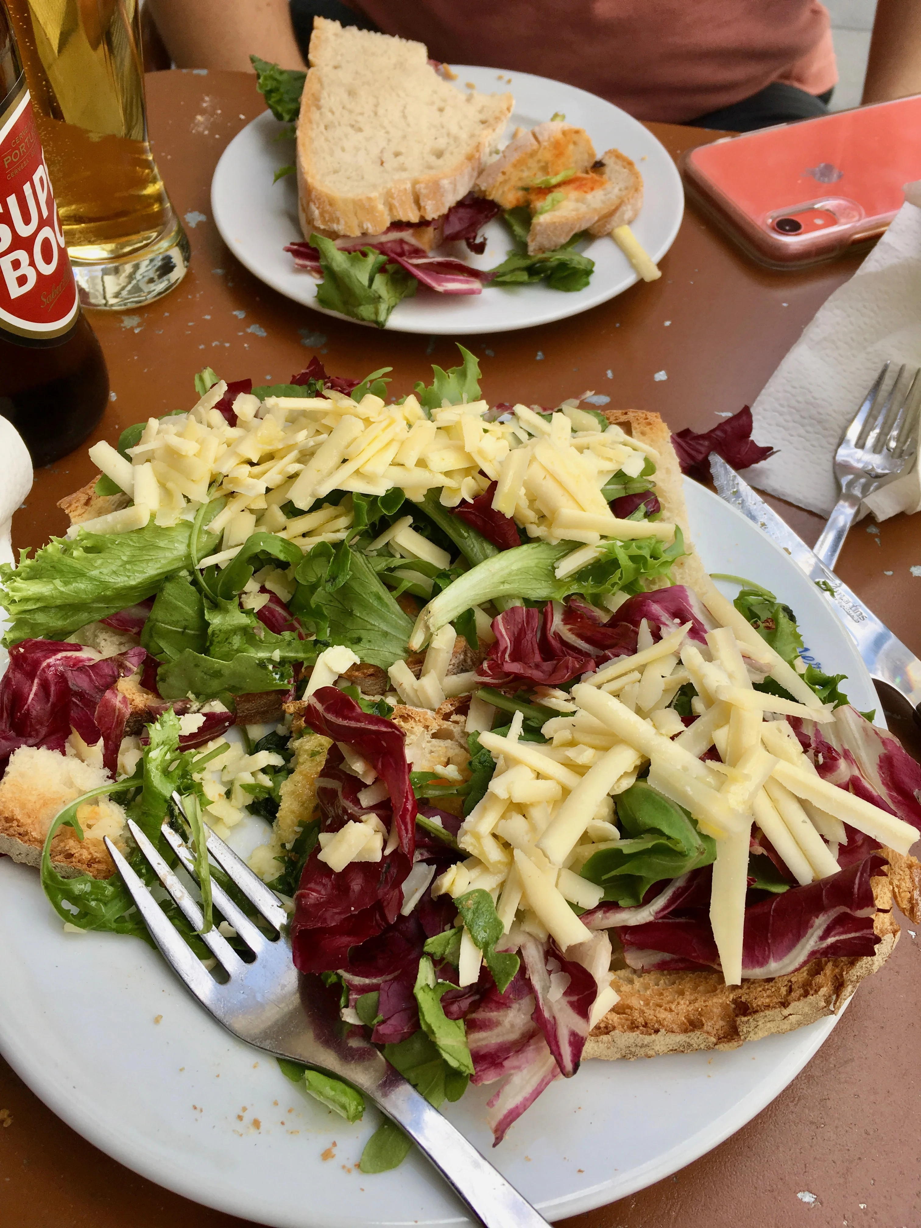 A tuna and salad toast at Mercearia Flores