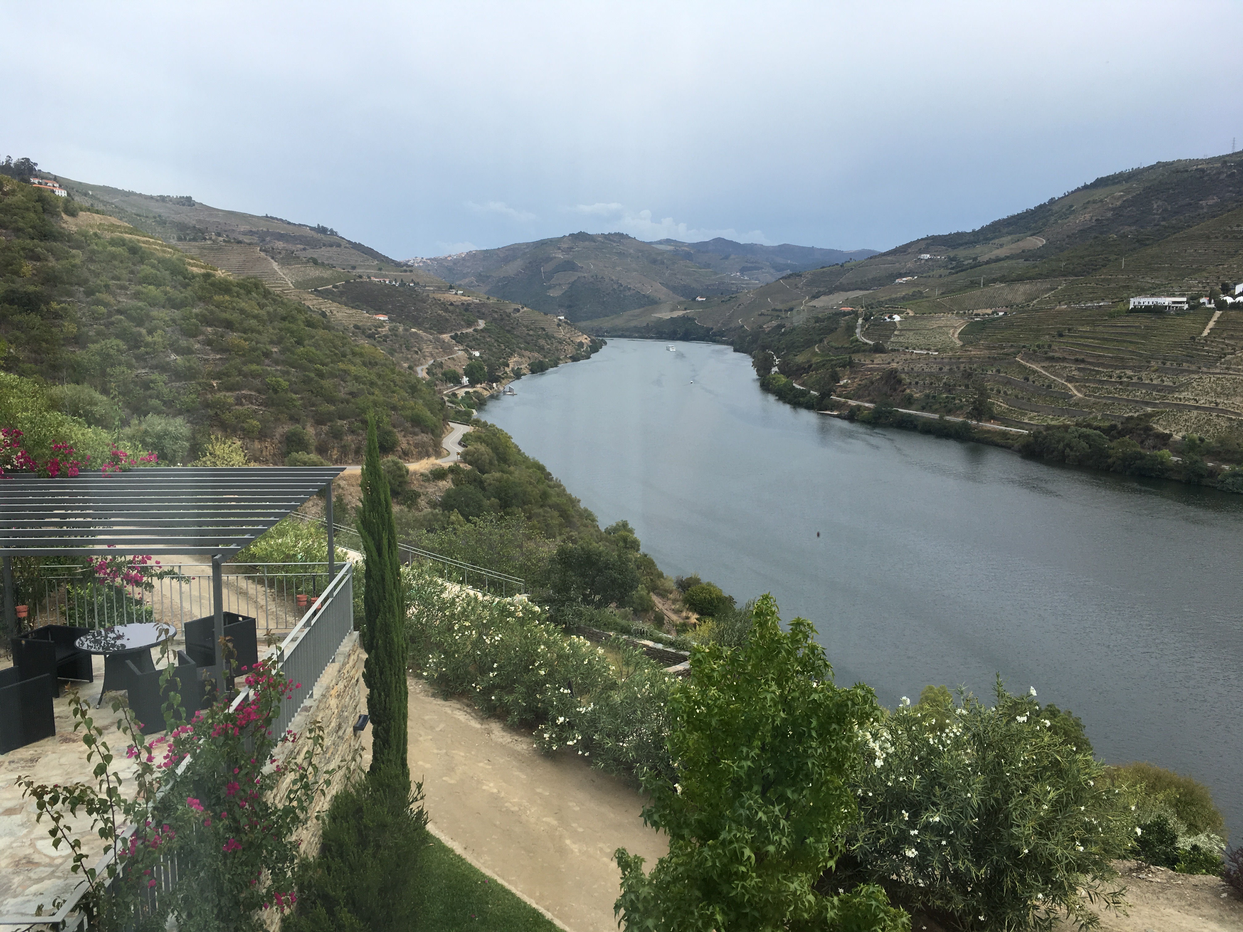 View from our room's window of the Douro river and wine-terraced hills at Quinta Da Marka
