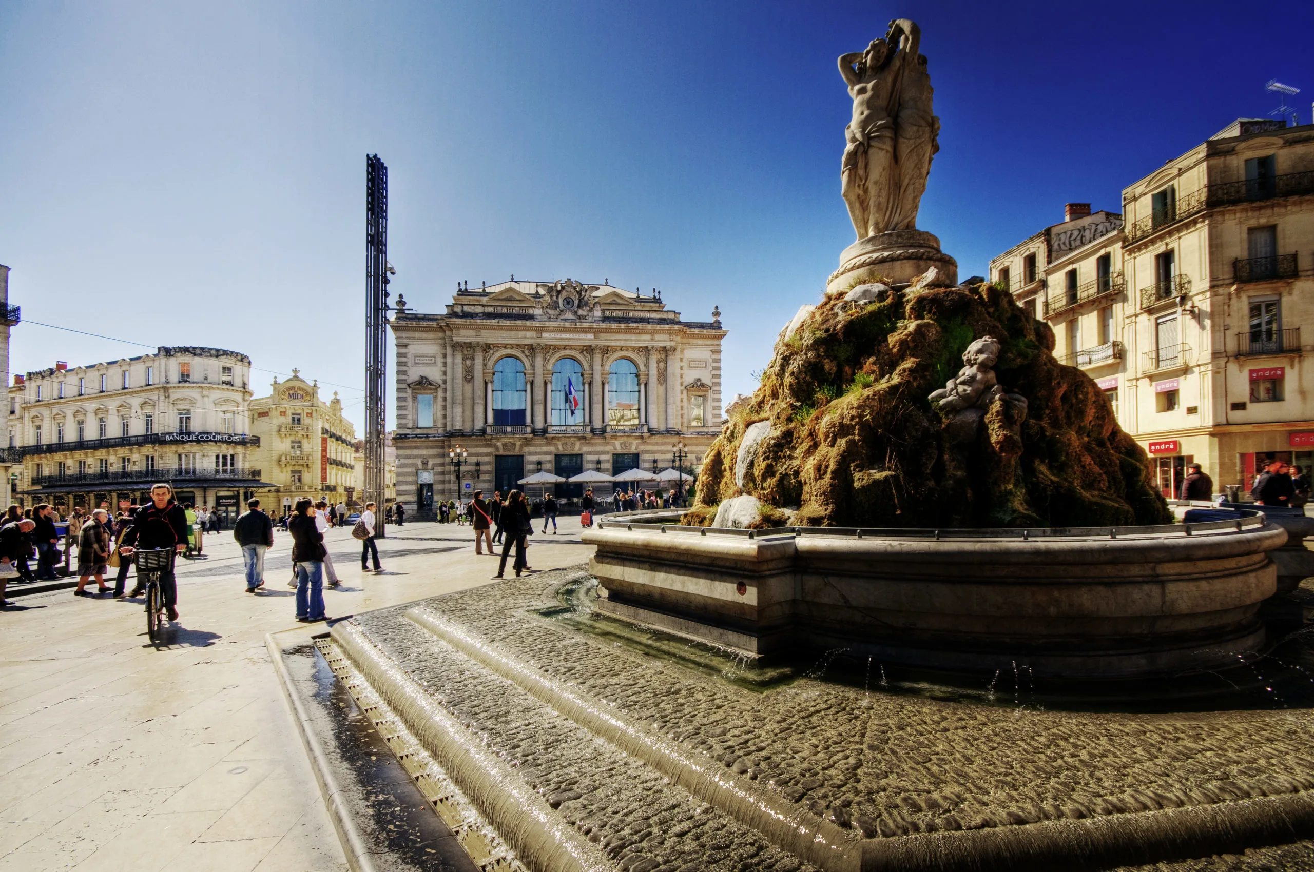 Montpellier's centre Ville with a view of the old opera house