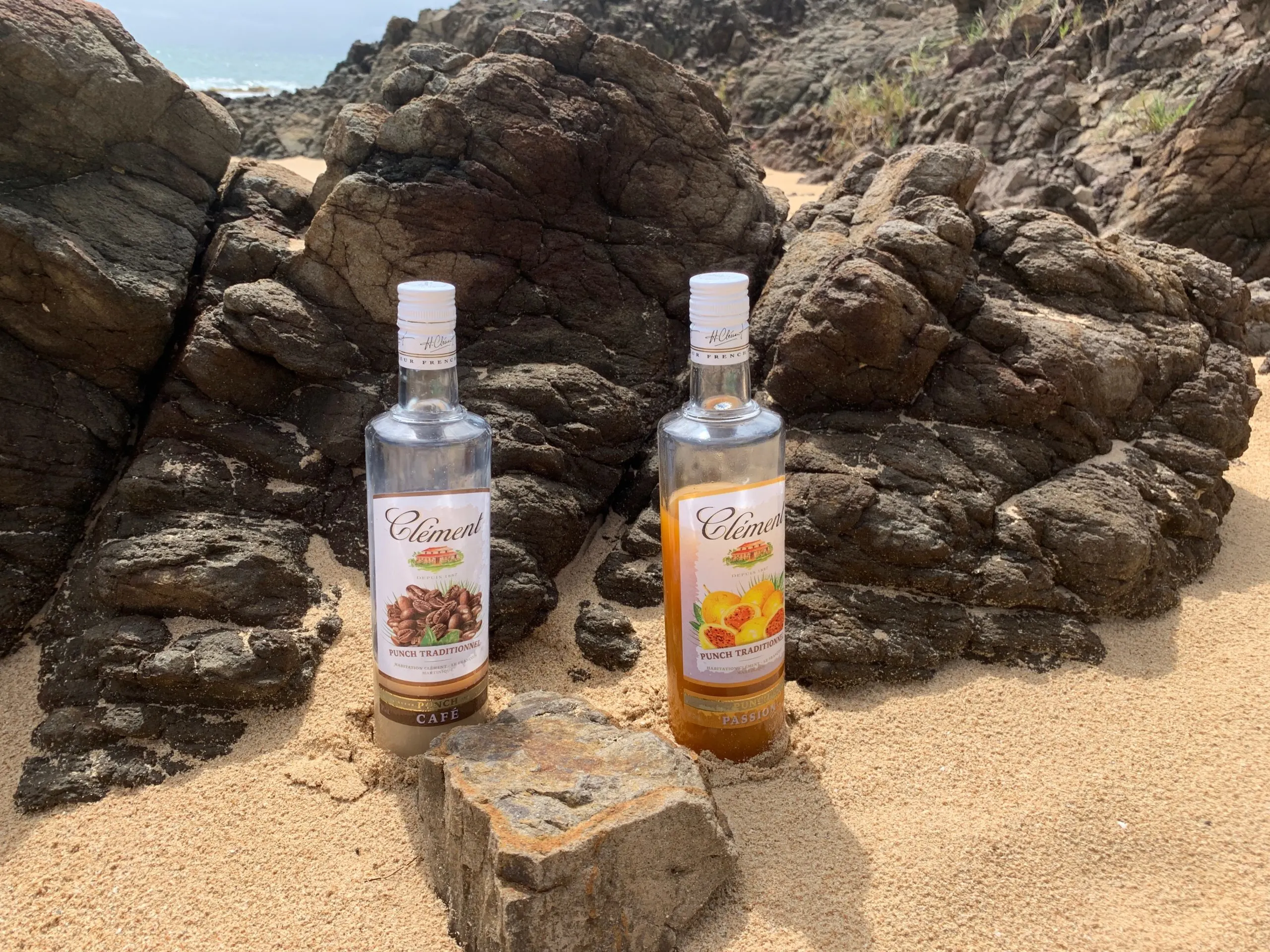 Rum punches in the sand on the beach at Les Salines
