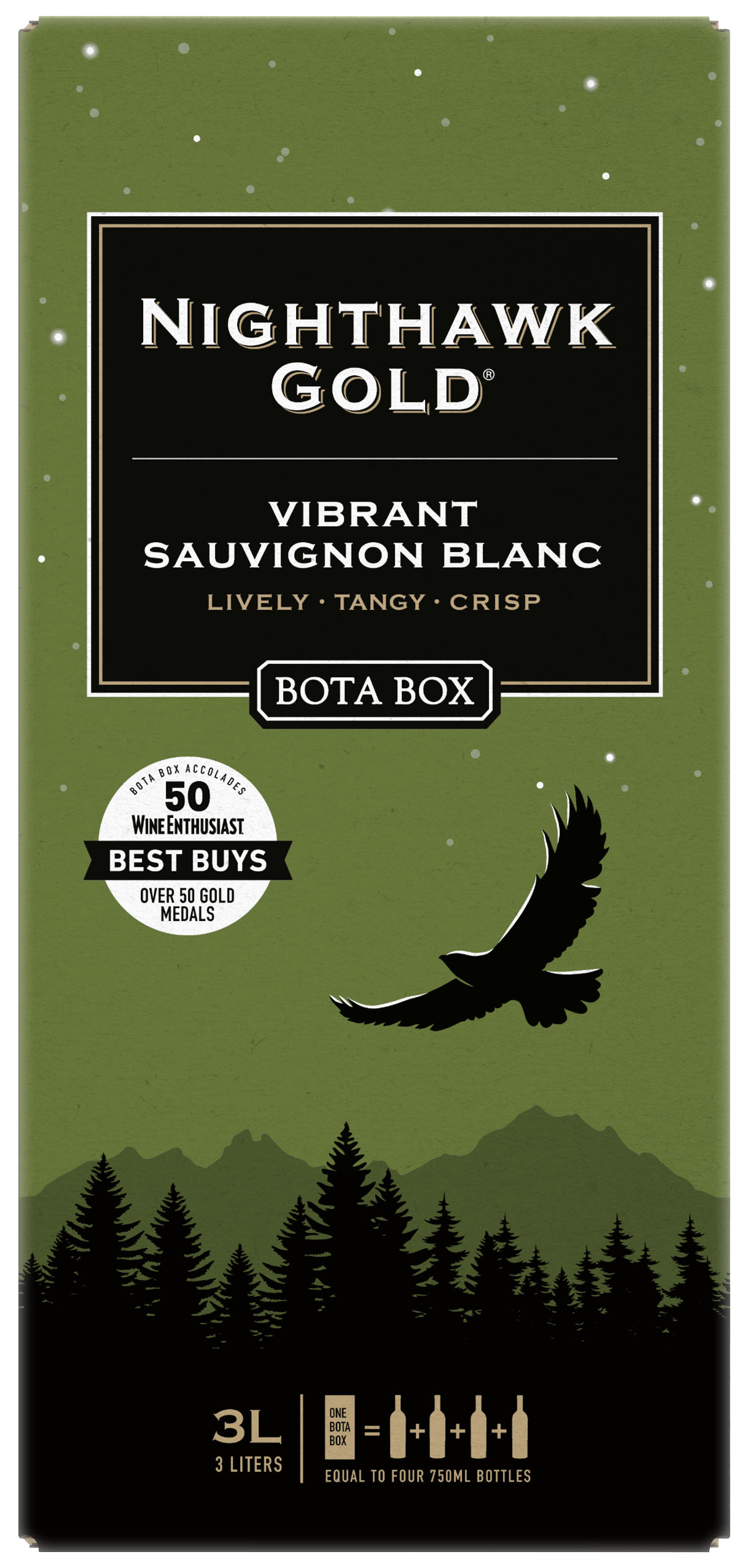 A box of Bota Box Nighthawk Gold Vibrant Sauvignon Blanc
