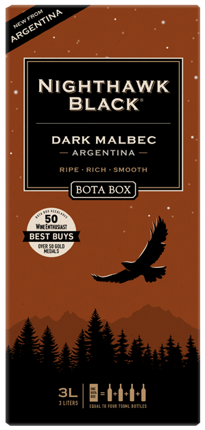 A box of Bota Box Nighthawk Black Dark Malbec