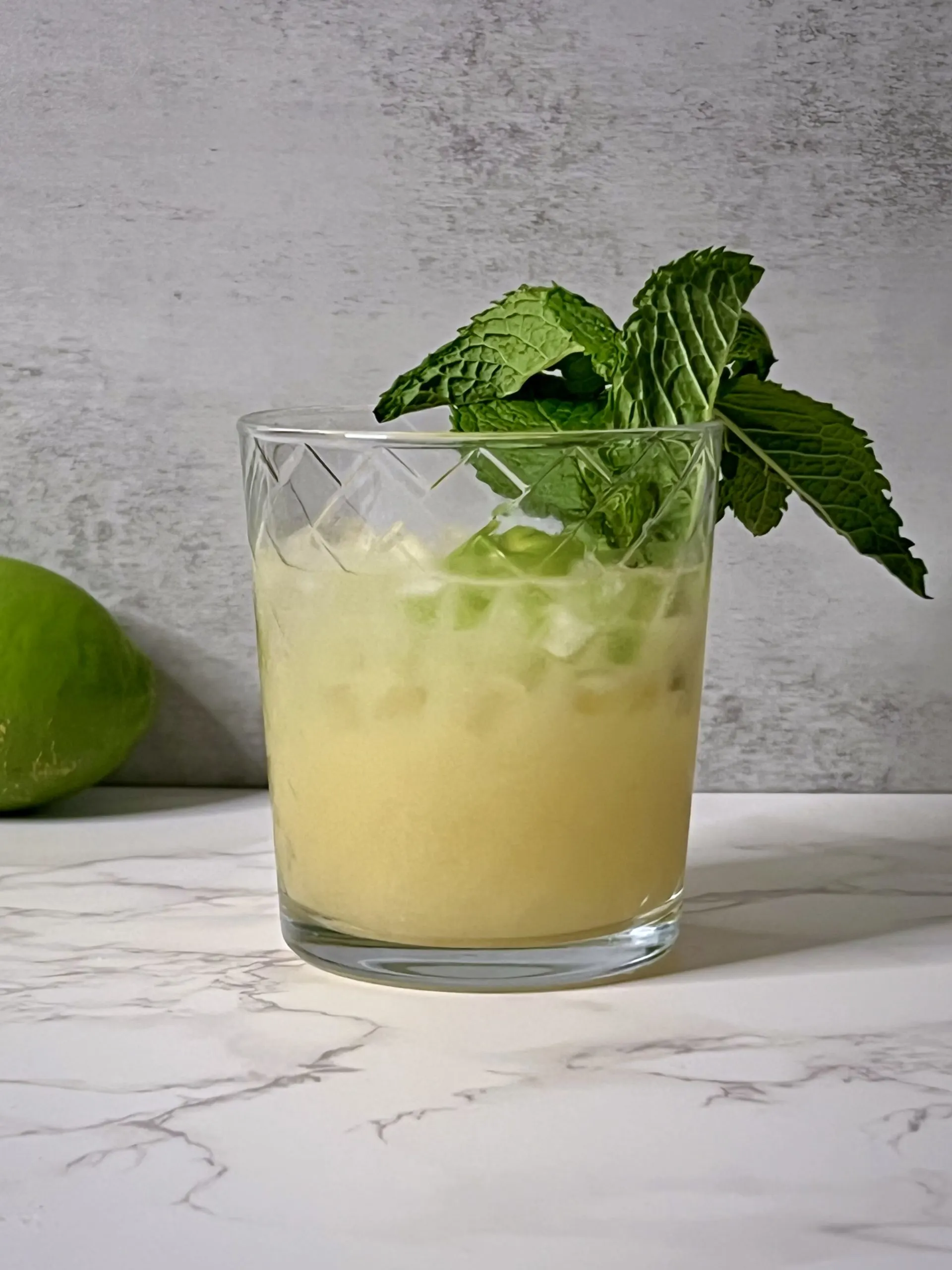 Close up of a Mai Tai on a counter top.